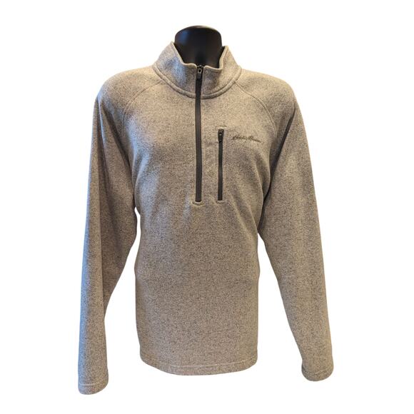 Eddie Bauer Fleece Sweater Mens XXL Gray 1/4 Zip Pullover Gray Hiking Sweatshirt - Picture 5 of 14